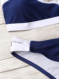 Sweatyrocks Contrast Trim Bathing Suit Padding Cutout Bikini Swimsuit Small Navy