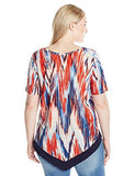 Plus Size Contrast Hem Top, Print, 1X