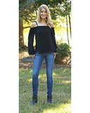 Strap Shoulder Peasant Top Black XxLarge