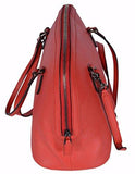 Medium Textured Leather Convertible Dome Handbag Sporting Red 6511