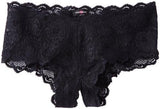 Never Say Never Naughtie Open Gusset Hotpant Panty, Black, Small/Medium