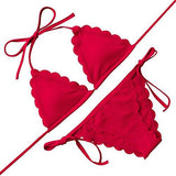 Mooskini Sexy Brazilian Bikini Set Solid Color Beach Push Up Swimwear For Sus Size 24 Red