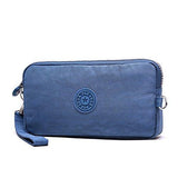 Sumcoa Multipurpose Canvas Casual Waterproof Nylon Wristlet Clutch Bag Handbag Zipper Purse Cell Phone Money Pouch Wallet Denim Blue