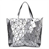 Fashion Bag Casual Tote Fold Handbag Laser Geometric Designer Handbags Ladies Shoulder Bag High Quality Silver Color