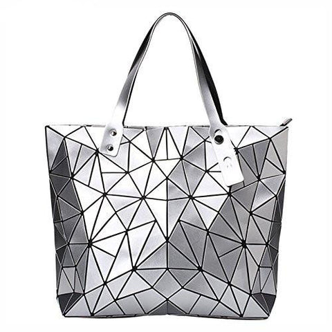 Fashion Bag Casual Tote Fold Handbag Laser Geometric Designer Handbags Ladies Shoulder Bag High Quality Silver Color