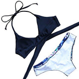 Mooskini Padded Pushup Bikini Set Bathing Suits Two Piece Swimsuit L Navy