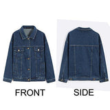 Loose Blue Washed Pocket Button Boyfriend Denim Jacket Coatschest 41 Blue