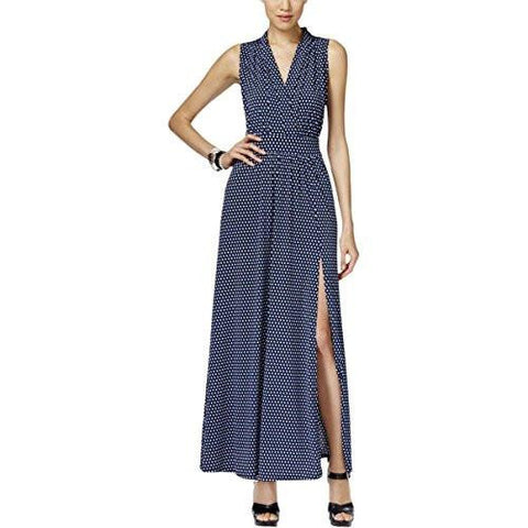 Michael Michael Kors Surplice Frontslit Maxi Dress Blue Xl