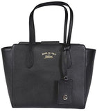 Small Leather Trademark Logo Swing Tote Purse Black