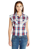 Drop Shoulder Plaid Muscle Shirt, Peacoat, Large