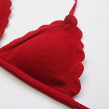 Mooskini Sexy Brazilian Bikini Set Solid Color Beach Push Up Swimwear For Sus Size 24 Red