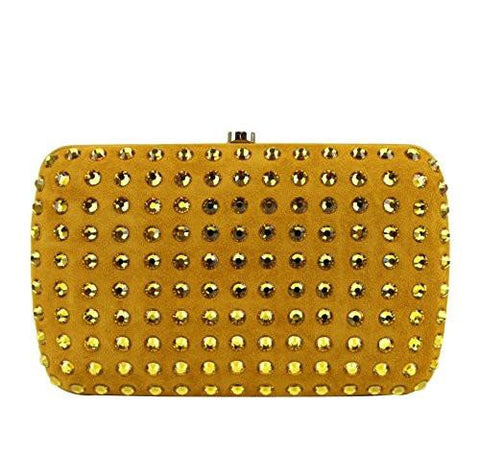 Broadway Crystal & Suede Evening Clutch Bag 310005 Yellow