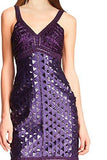 Sequined Beaded VNeck Sleeveless Sheath Cocktail Dress