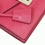 Prada Saffiano Leather Clutch Bag Wstrap Pink Bt0960 Peonia