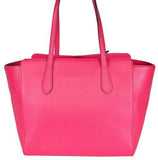 Medium Textured Leather Trademark Logo Swing Tote Blossom Pink