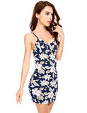 Zeagoo Vneck Strappy Floral Mini Bodycon Beach Cocktail Dress