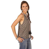 Sleeveless Top With Tie Dark Grey Medium