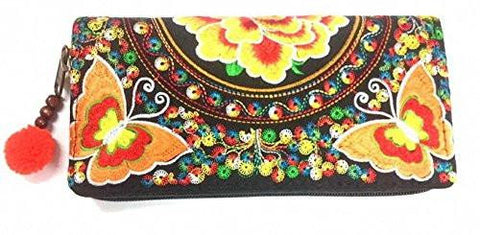 Wallet By Wp Embroidery Butterfly Flower Zipper Wallet Purse Clutch Bag Handbag Iphone Case Handmade For Orange Wallet