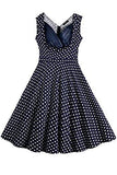 Creti Vintage Polka Dot Sleeveless Spring Garden Swing Party Picinic Evening Dress Cocktail Dress Xl