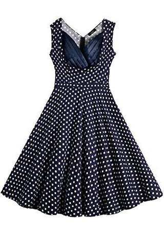 Creti Vintage Polka Dot Sleeveless Spring Garden Swing Party Picinic Evening Dress Cocktail Dress Xl