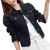 Zhengyuan Long Sleeved Short Denim Jacket Large Black