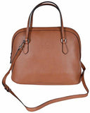 Medium Textured Leather Convertible Dome Handbag Saffron Tan 420023