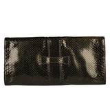 Deep Olive Green Python Skin Clutch Handbag Bag