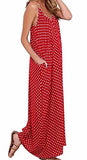 Lilbetter Vneck Polka Dot Print Spaghetti Strap Boho Long Maxi Dresses Xl Red