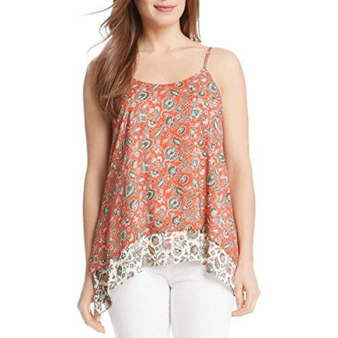 Floral Print Peplum Tank Top Red L
