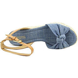 Michael Michael Kors Maxwell Mid Wedge Open Toe Casual Platform Sandals Washed Denim Size 85