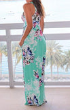 Fisace Sleeveless Racerback Floral Print Boho Maxi Dress Floor Length