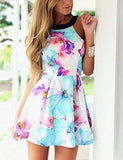 Yihuan Sleeveless Halter Neck Floral Print Casual Sundress