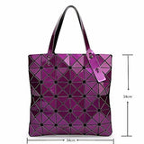 Bag Female Folded Geometric Plaid Bag Fashion Casual Tote Handbag Shoulder Bag Style Japan White Color