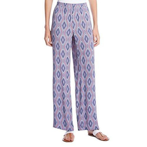Printed Pleated Palazzo Pants Navy L/Xl