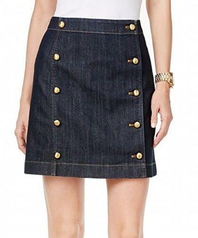 Michael Michael Kors Denim Button Down Mini Skirt Blue 12