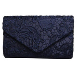 Road Evening Clutch Floral Lace Envelope Clutch Purses Elegant Handbags For Wedding And Party Blue