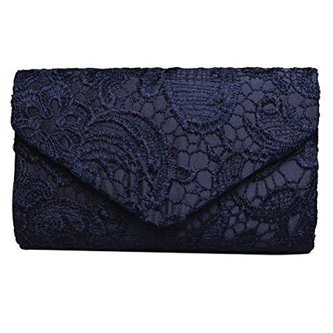 Road Evening Clutch Floral Lace Envelope Clutch Purses Elegant Handbags For Wedding And Party Blue