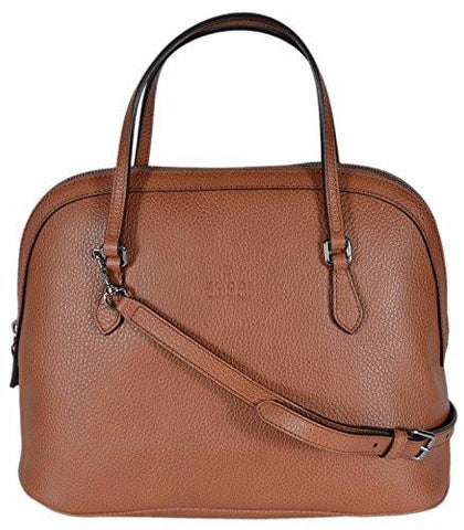 Medium Textured Leather Convertible Dome Handbag Saffron Tan 420023