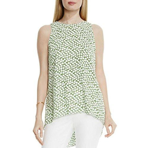 Vince Camuto Chiffon Geometric Tank Top Green L