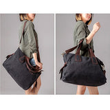 Denim Blue Canvas Material Double Top Handle Large Shopper Tote Handbag