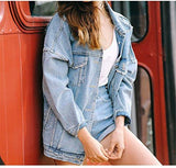 Fashion Lapel Long Sleeve Loose Casual Button Bf Denim Jacket Cowboy Coat