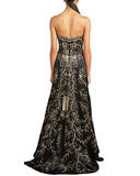 Strapless Floral Evening Gown 6 Black