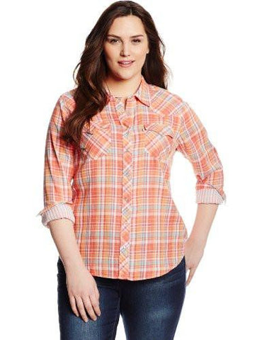 PlusSize Annie Western Shirt, Cantelope, 1X