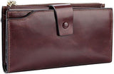 Travelambo Rfid Blocking Large Capacity Luxury Waxed Genuine Leather Clutch Wallet Multi Card Organizer Coffee