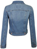 Kogmo Classic Long Sleeve Cropped Basic Denim Jacket Mlight_Blue