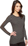Recreation Geo Knit Longsleeve Top With Mesh Inserts On Sleeves, Black, S