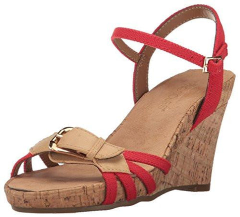 Plush Around Wedge Sandal Red Fabric 105 M Us