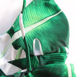 Mooskini Halter Leaf Colorful Padding Bikini Swimsuit Swimwear One Piece Bikini Mus Size 46 B964