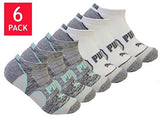 Puma No Show All Sport Athletic Socks 6Pair White Gray Turquoise Shoe Size 5 95