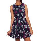 Sleeveless HeartPrint Fit& Flare Dress Regular Us S